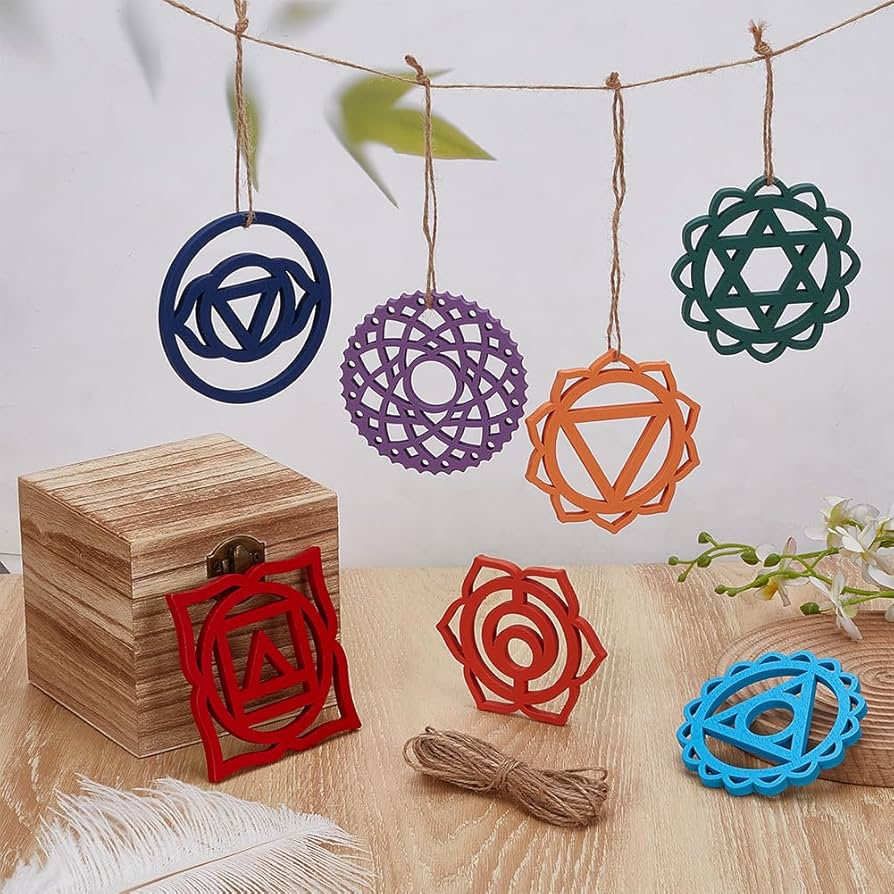 Mini Ahşap Çakra Sembolleri 7'li Set
