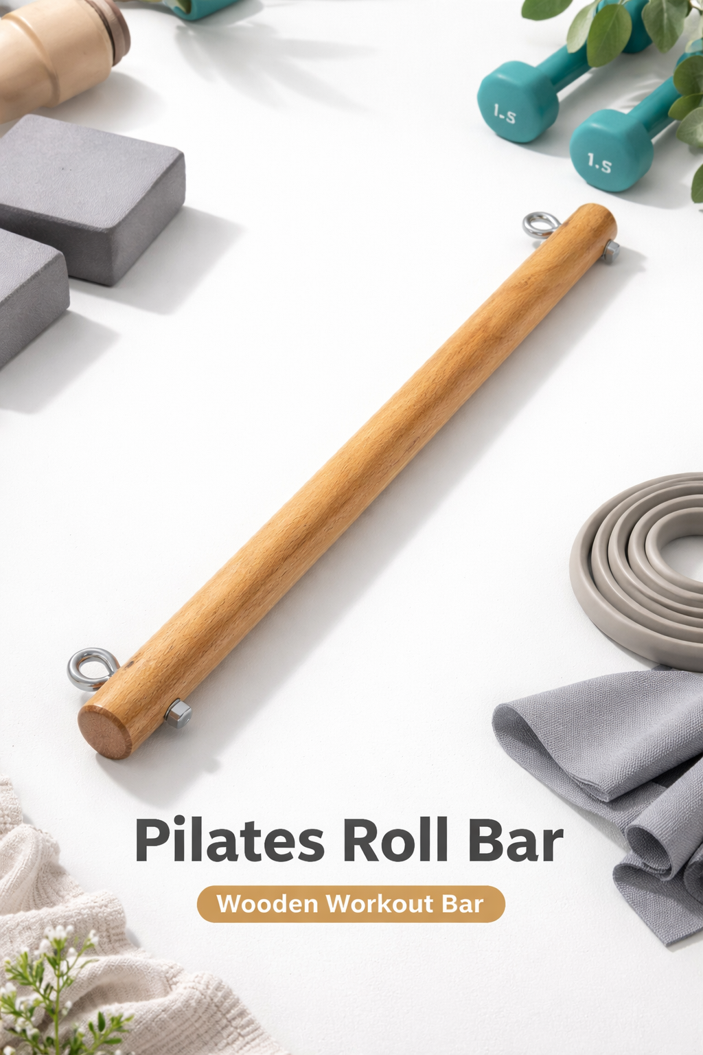 Swiss Pilates Roll Bar - Ahşap Egzersiz Çubuğu